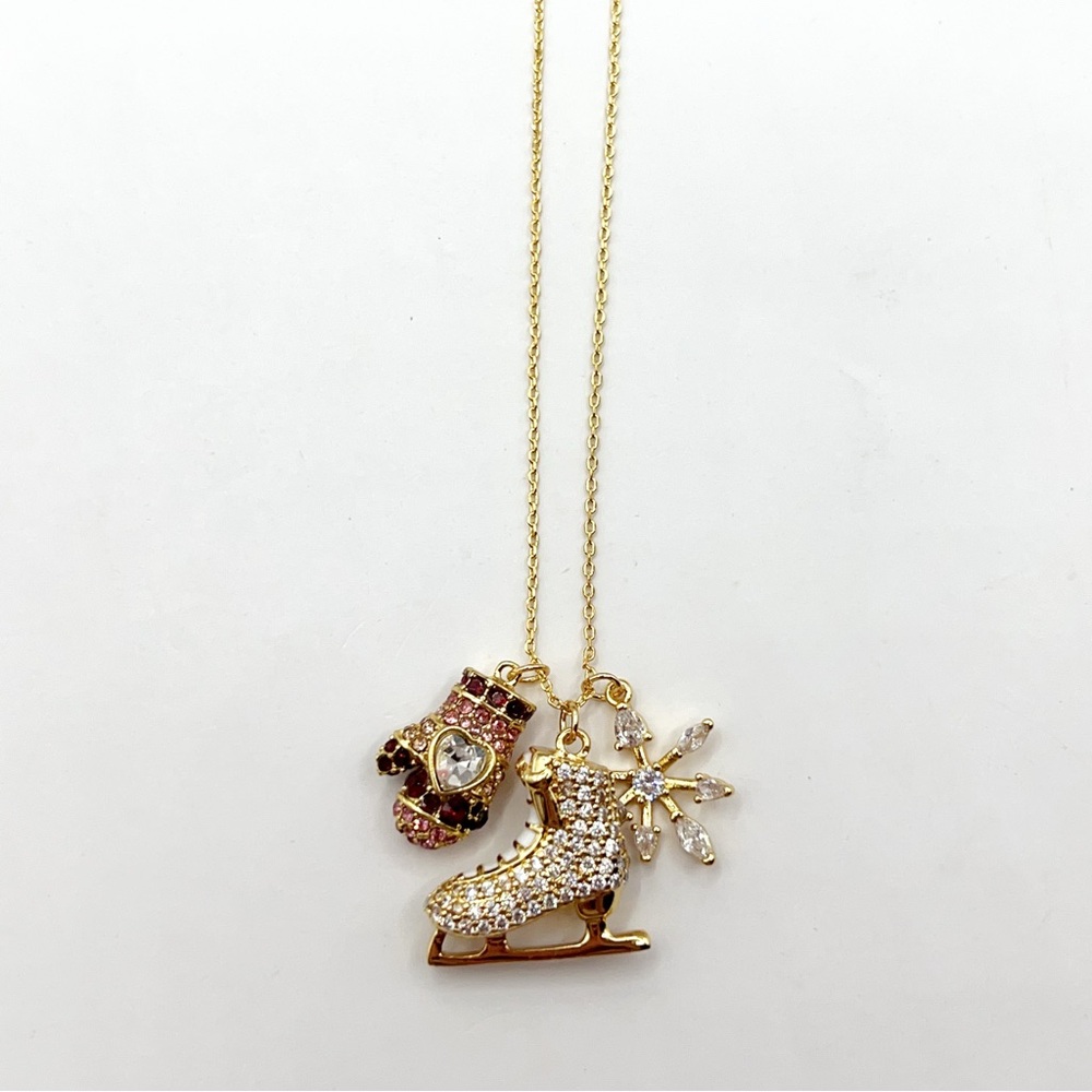 KS811-Kate Spade ski shoe and mitten necklace